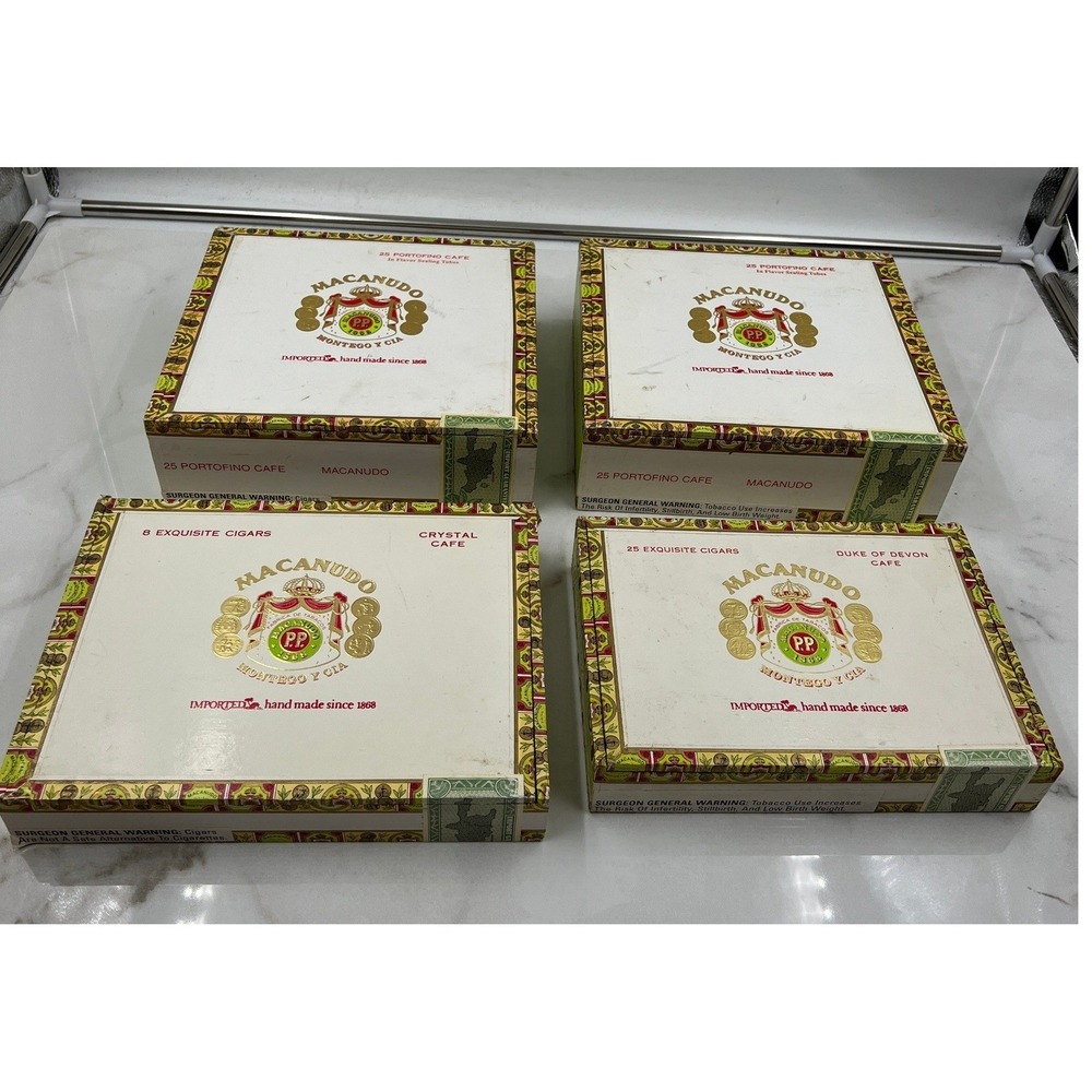 VTG MACANUDO WOODEN CIGAR BOX IMPORTED JAMAICA GREEN SEAL EMPTY Lot 4